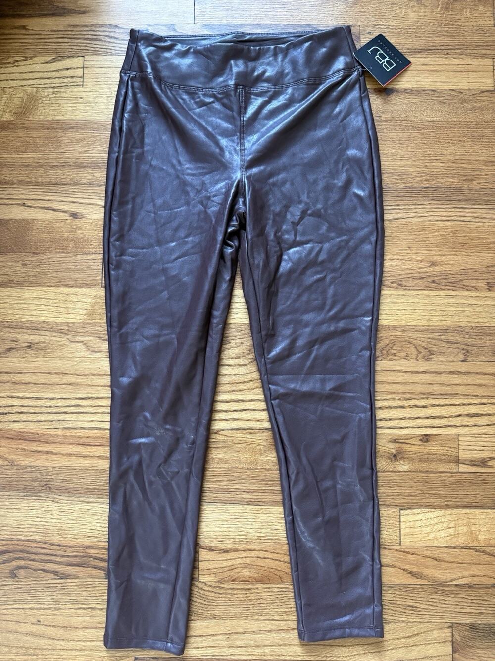 NWT BBJ Los Angeles Faux Leather Brown Leggings Size L